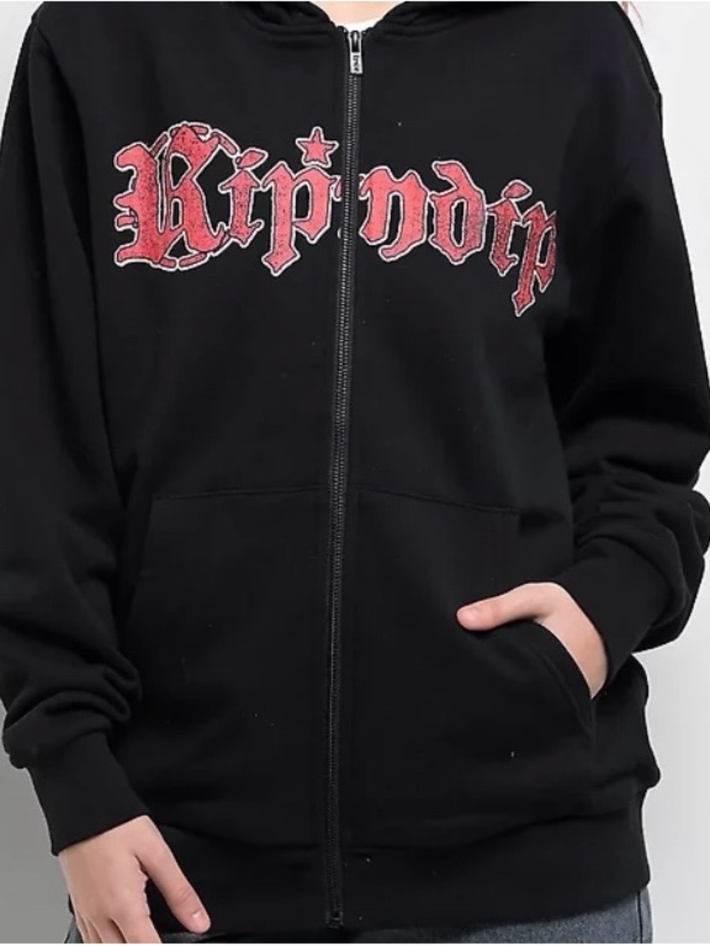 Ripndip Black Hoodie with Red Gothic Logo